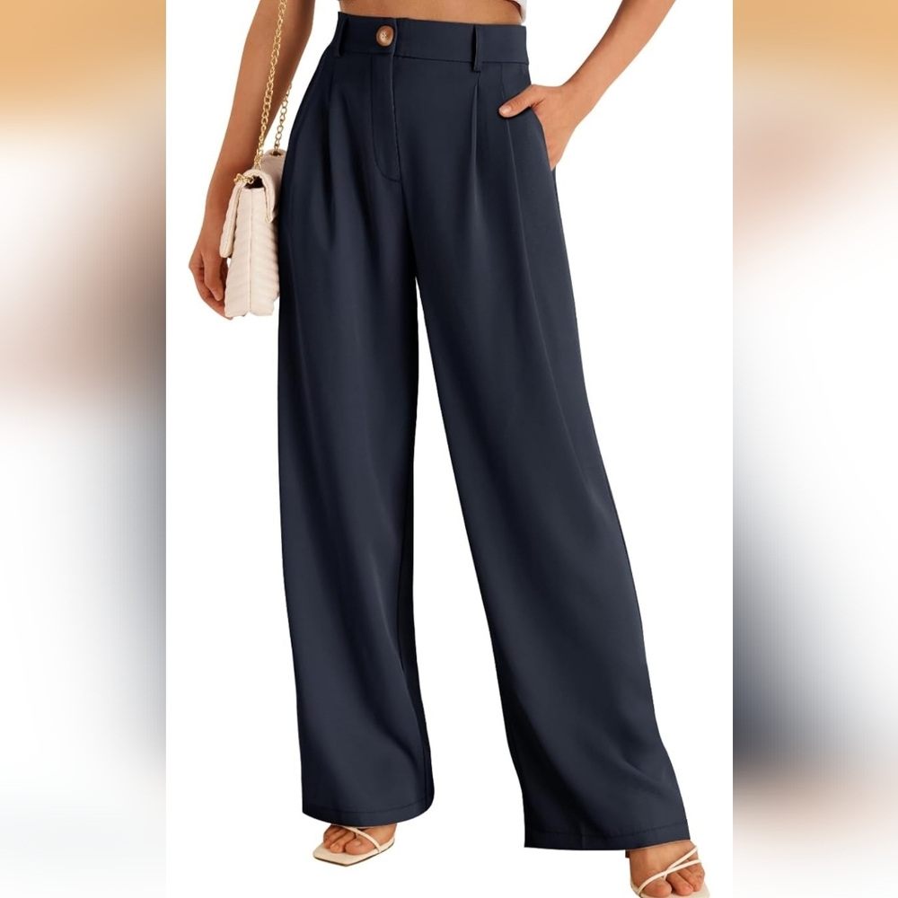 Women's Wide-Leg Navy Pants Size XL